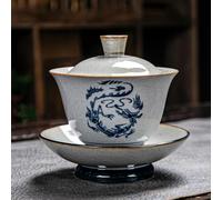 taza de té gaiwan, Taza de té china porcelana Gaiwan, juego cerámica multicolor 180ml(Dragon)