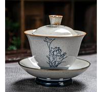 taza de té gaiwan, Taza de té china porcelana Gaiwan, juego cerámica multicolor 180ml(Lotus Leaf)