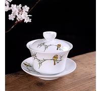 taza de té gaiwan, Taza de té china porcelana Gaiwan, juego sopera azul y blanca 150 ml con tapa platillo(6)