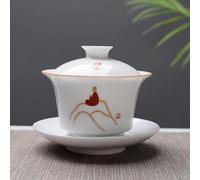 taza de té gaiwan, Taza de té porcelana china Gaiwan, juego blanca hueso 150ml(5)