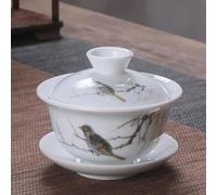 taza de té gaiwan, Taza de té porcelana china Gaiwan, juego cerámica Kungfu Multicolor 3 piezas(Style N 140ml)