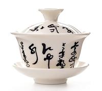 taza de té gaiwan, Taza de té porcelana china Gaiwan, juego Zisha Kung Fu 120 ml, multicolor con tapa y platillo(D)