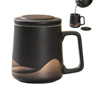 Taza de té genérica con infusión, 360 ml té taza con infusión, mate cerámica té Steeper Cup, Hand-Painted Black Glaze té Brewer, vintage té Kettle with Filter for Green, Black, Oolong Tea