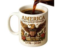 Taza de té genérica de 250 años, Commemorative Water Drinkware Cup, Patriotic Symbolic Mug for Home Apartment School Classroom Restaurant Cafe, Gift for Men Women, Celebration Keepsake Beverage Cup