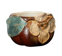 Taza de té hecha a mano con forma caqui, taza del propietario, recipiente for remojo a leña buena fortuna