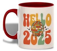 Taza De Té Hello 2025 Retro Style With Disco Ball New Year Taza Personalizada Decorativa Tazas De Cafe Premium Tazas Desayuno Para Todas Las Ocasiones Oficina Cumpleaños 300ML