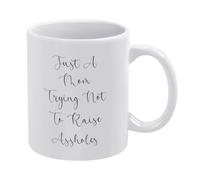 Taza De Té Just A Mom Trying Not To Raise Assholes Tazas Desayuno Premium Tazas De Cafe Ideal Taza Personalizada Para Todas Las Ocasiones Cumpleaños Uso Diario 300ML