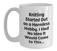 Taza De Té Knitting Lovers, Started Out As A Harmless Hobby, I Had No Idea It Would Come To This Taza Personalizada Clásico Tazas Desayuno Decorativa Tazas De Cafe Para Uso Diario 300ML
