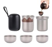 Taza de té Kung Fu con tapa, juego de ceremonia de té de titanio | Servicio de té Kung Fu ligero y sólido - Elegantes servicios de té, taza de té Kung Fu de doble capa antiquemaduras para voy