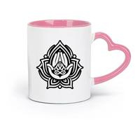 Taza de té latte de porcelana de cerámica, un ícono de estilo glifo del símbolo de oración (11 oz/320 ml), perfecta para cocinas, restaurantes y cafés, gran idea de regalo rosa