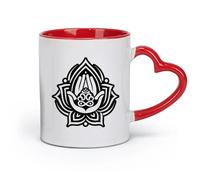 Taza de té latte de porcelana de cerámica, un ícono de estilo glifo del símbolo de oración (11 oz/320 ml), perfecta para cocinas, restaurantes y cafés, gran idea de regalo roja