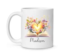 Taza De Té Libro De Flores Coloridas Personalizadas Taza Personalizada Uso Diario Tazas De Cafe Clásico Tazas Desayuno Para Todas Las Ocasiones Cumpleaños Regalo 330ML