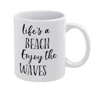 Taza De Té Life'S A Beach Enjoy The Waves Tazas Desayuno Clásico Tazas De Cafe Ideal Taza Personalizada Para Todas Las Ocasiones Oficina Cumpleaños 300ML