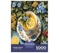 Taza de té Limón Baya 1000 Piezas Paquete De Puzzle Quietud botánica rústica Puzzle Cartón Extra Grueso - Favorito De Coleccionistas, Relajación, Regalo Genial para Viajes O Fiestas 38x26cm/1000pcs