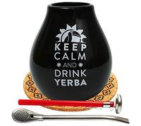 Taza de té mate negra de 350 ml | Taza de té de cerámica mate Luka Negro | Bombilla de acero con pajita Liza de 19 cm | Termómetro de té analógico en una funda "lápiz" de 15 cm de largo | Almohadilla