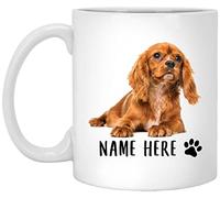 Taza De Té Nombre Personalizado Cavalier King Charles Spaniel Acostado Rojo, Texto Personalizado Tazas De Cafe Ideal Taza Personalizada Premium Tazas Desayuno Para Uso Diario Oficina