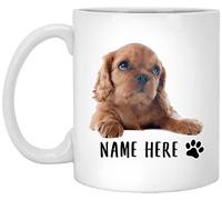 Taza De Té Nombre Personalizado Cavalier King Charles Spaniel Cachorro Marrón, Texto Personalizado Tazas Desayuno Ideal Tazas De Cafe Clásico Taza Personalizada Para Uso Diario Cumpleaños