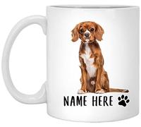 Taza De Té Nombre Personalizado Cavalier King Charles Spaniel Marrón Rojo Sentado, Texto Personalizado Tazas Desayuno Ideal Tazas De Cafe Decorativa Taza Personalizada Para Uso Diario