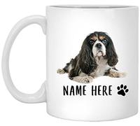 Taza De Té Nombre Personalizado Cavalier King Charles Spaniel Negro Acostado, Texto Personalizado Tazas Desayuno Decorativa Tazas De Cafe Ideal Taza Personalizada Para Uso Diario