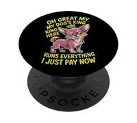 Taza de té para amantes de los perros, mujeres y hombres, linda raza pequeña, humor atrevido para mascotas PopSockets PopGrip Adhesivo