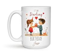 Taza De Té Personalizado ¡Es El Cumpleaños De Mi Querido/A! Tazas De Cafe Uso Diario Tazas Desayuno Clásico Taza Personalizada Para Regalo Oficina Cumpleaños 330ML