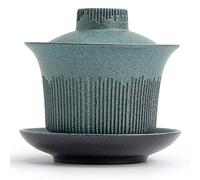 Taza de té porcelana, tazón chino, 140 ml Tradiciones Gaiwan cerámica hecha a mano Sopera verde Juego Kungfu Tamaño; 9,2x9,4 cm