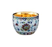 Taza de té, taza cerámica, maestra azul y blanca, tazón, florero con estampado flores, recipiente for remojo artesanal dorado