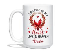 Taza De Té Un Gran Pedazo De Mi Corazón Vive En El Cielo Tazas Desayuno Ideal Taza Personalizada Decorativa Tazas De Cafe Para Cumpleaños Oficina Regalo 330Ml