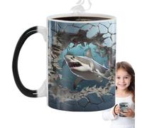 Taza de tiburón que cambia de color,Taza de tiburón cambiante | Taza de | Porcelana | tazas de cerámica con impresión de peces de mar, atractivas tazas de café novedosas, divertidas tazas de café