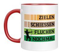 Taza de tiro con arco - Divertido regalo para arqueros - apuntar disparar maldiciones de nuevo - Idea de regalo para tiradores deportivos - Rojo