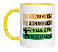 Taza de tiro con arco - Regalo divertido para arqueros - apuntar disparar maldiciones de nuevo - Idea de regalo para tiradores deportivos - Amarillo
