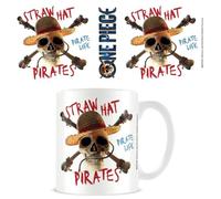 Taza de una pieza (diseño de emblema pirata de acción viva), taza de café de cerámica de 11 onzas, tazas y tazas de café para mujeres, hombres y niños, producto oficial, color blanco
