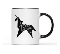Taza de unicornio de origami, taza de té y café, clásico retro Blade Runner película, cine, ciencia ficción, robot detective, libro, novela japonesa, regalo de arte japonés (mango negro)