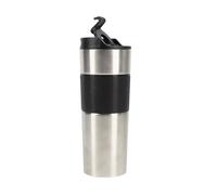 Taza de viaje 460ml lovers en acero inoxidable y silicona negro bergner 23 cm