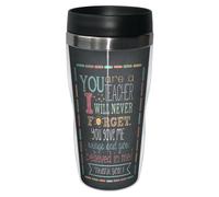 Taza de viaje con forro de acero inoxidable de 16 onzas ""Tree-Free Greetings Jo Moulton Teacher Thanks"" - Regalo para la semana de agradecimiento