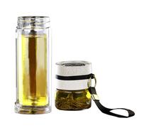 Taza de viaje con infusor de té - Taza de viaje de vidrio con cuerda colgante, botella infusor de frutas impermeable, diseño resistente al calor de doble pared | Para té a granel, caf