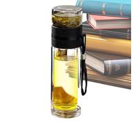 Taza de viaje con infusor de té - Taza de viaje de vidrio con cuerda colgante, botella infusor de frutas impermeable, diseño resistente al calor de doble pared | Para té a granel, caf