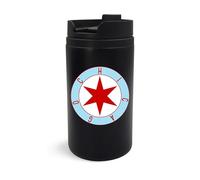 Taza de viaje con insignia circular de la bandera de Chicago, vaso de viaje, taza de café aislada, taza portátil