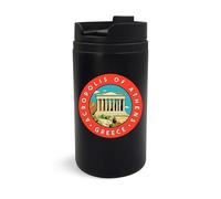 Taza de viaje con insignia de recuerdo de viaje de la Acrópolis de Atenas, Grecia, vaso de viaje, taza de café aislada, taza portátil