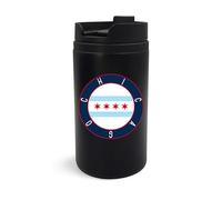 Taza de viaje con parche de recuerdo de la bandera de Chicago, vaso de viaje, taza de café aislada, taza portátil
