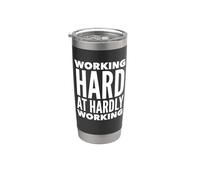 Taza de viaje con texto en inglés "Working Hard at Hardly Working" Vaso térmico de acero inoxidable de doble pared