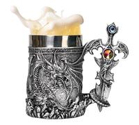 | Taza de viaje de 600 ml Patrón de dragón medieval - Vintage Para Cerveza, Café, Juego de Beber Con Esta Versátil Taza De Cerveza Medieval Que Contiene Agua, Té, Leche De Chocolate Caliente