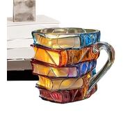 Taza de viaje de café | Copas de vino de vidrio con diseño retro de libro pintado en 3D | Accesorio de cocina, mango ergonómico, tazas para bibliotecario amante de los libros