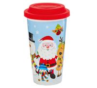 Taza De Viaje De Diseño De Personaje Navideño Premier - Santa Y Amigos