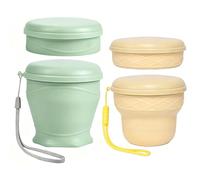Taza de viaje de silicona plegable con tapa a prueba de polvo, libre de BPA, portátil, reutilizable para camping, pícnic, viajes, oficina, taza plegable (verde + beige, 200 ml + 260 ml)