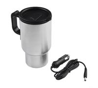 Taza de viaje eléctrica de 12 V 450 ml Taza de calefacción de coche 450 ml de café de acero inoxidable para viaje en vehículo Control de temperatura Indicador LED de doble pared aislado al vacío Auto