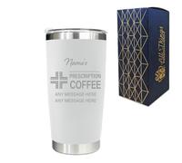 Taza de viaje grabada, receta personalizada para diseño de café, capacidad de 500 ml, en caja de regalo, regalo divertido, taza de café aislada blanca