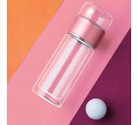 Taza de vidrio aislada de doble capa separadora de té, que ofrece opciones de gran volumen y retención de calor para las necesidades diarias de bebidas (rojo-450 ml)