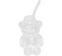 Taza de vidrio con forma de oso de gran capacidad, con pajita - diseño de dibujos animados para cócteles, zumo, hogar, bar, fiesta