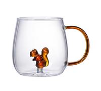 Taza de vidrio de doble pared | Taza de vidrio de borosilicato transparente de 380 ml | Vasos para beber animales | Tazas de café portátiles para bebidas frías y calientes, taza resistente al calor